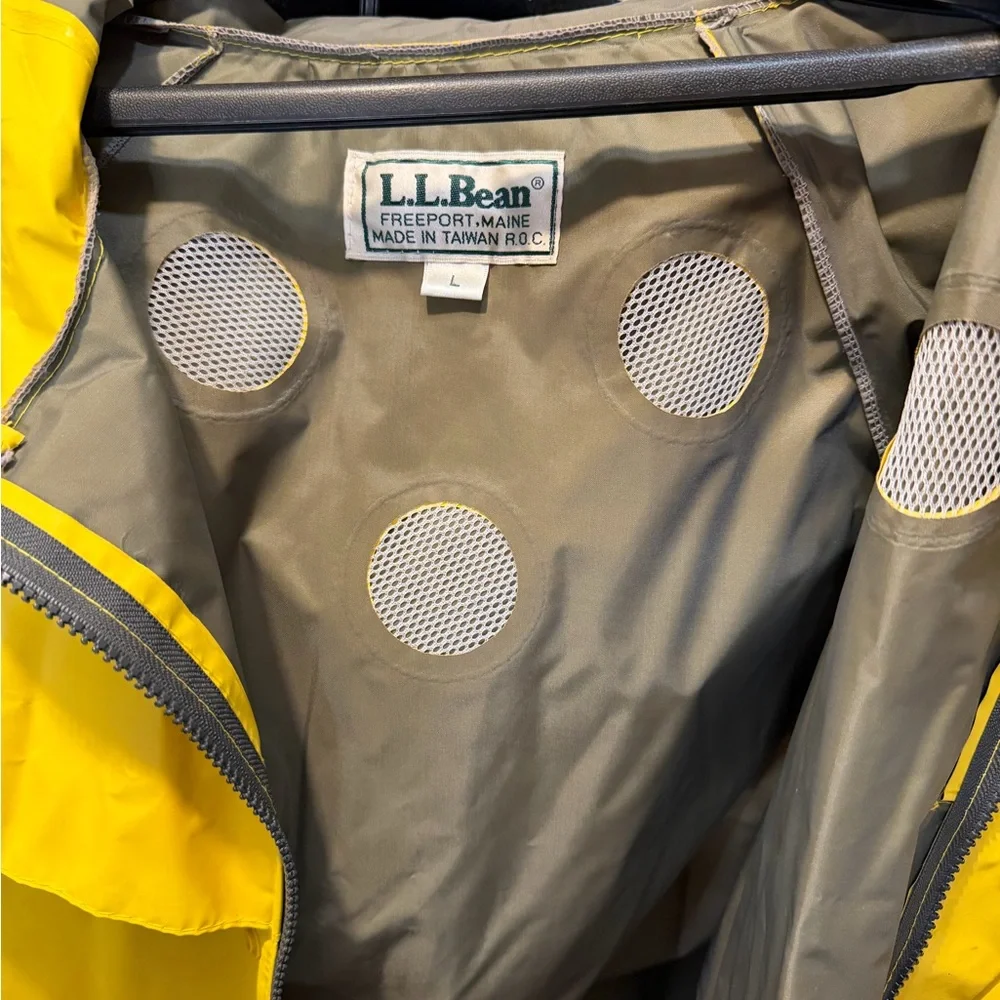 L.L. Bean Yellow Rain Jacket with Gray Lining - Picture 2 of 15